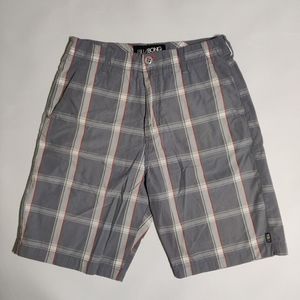 Billabong Casual Gray Plaid Shorts, Size 30
